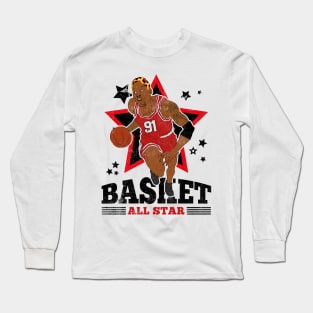 Rodman Basketball The Worm Chicago 91 All Star Long Sleeve T-Shirt